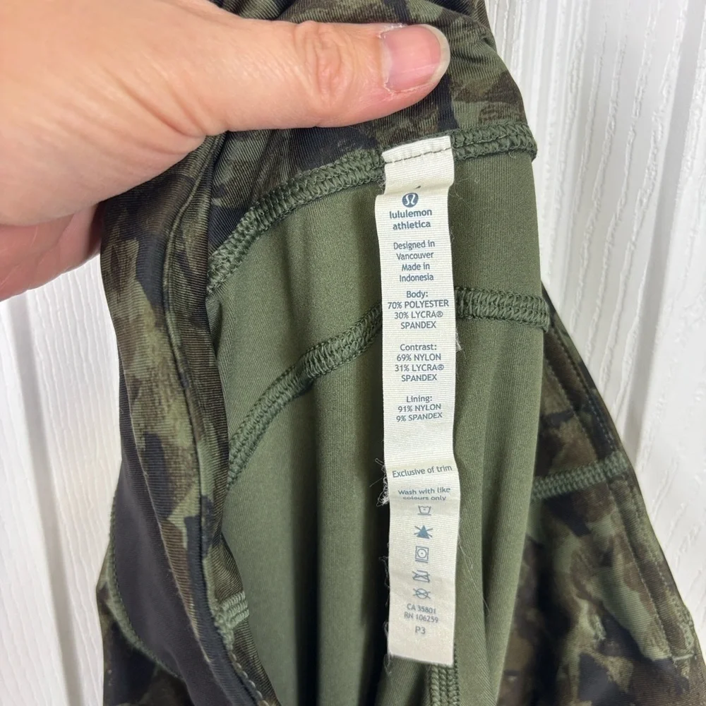 Lululemon speed tight III luxtreme mystic jungle fatigue green black sz 4